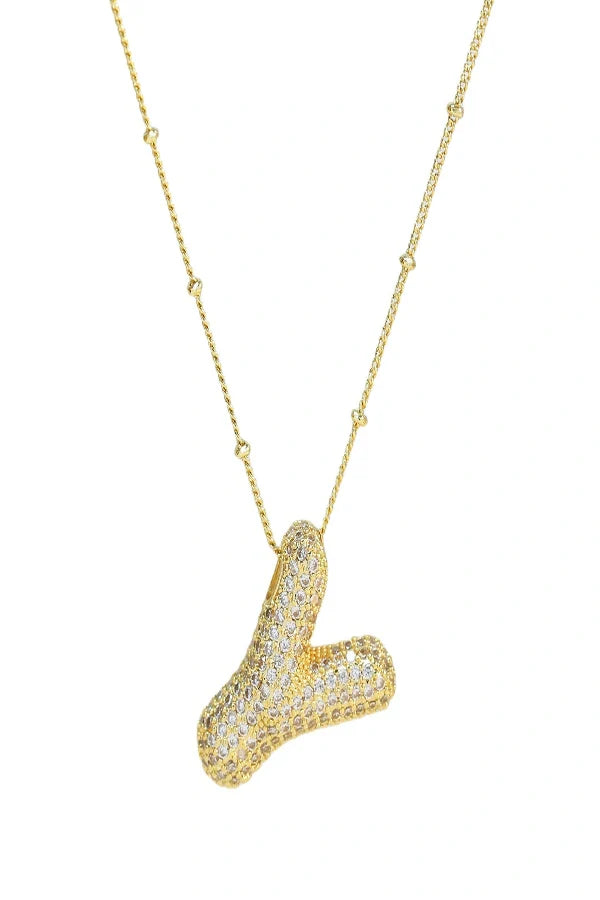 Savannah Diamond Bubble Letter Necklace