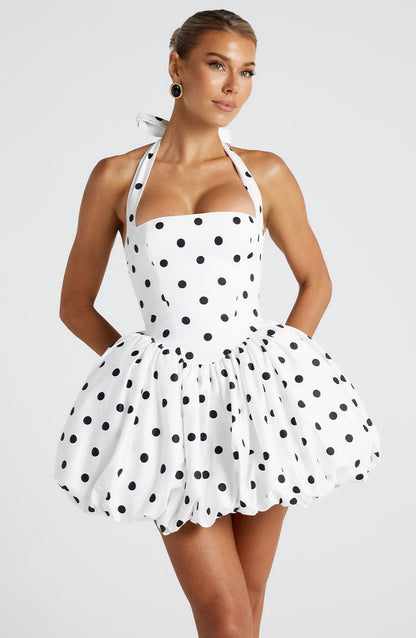 Georgia - Bubble Hem Halter Mini Dress