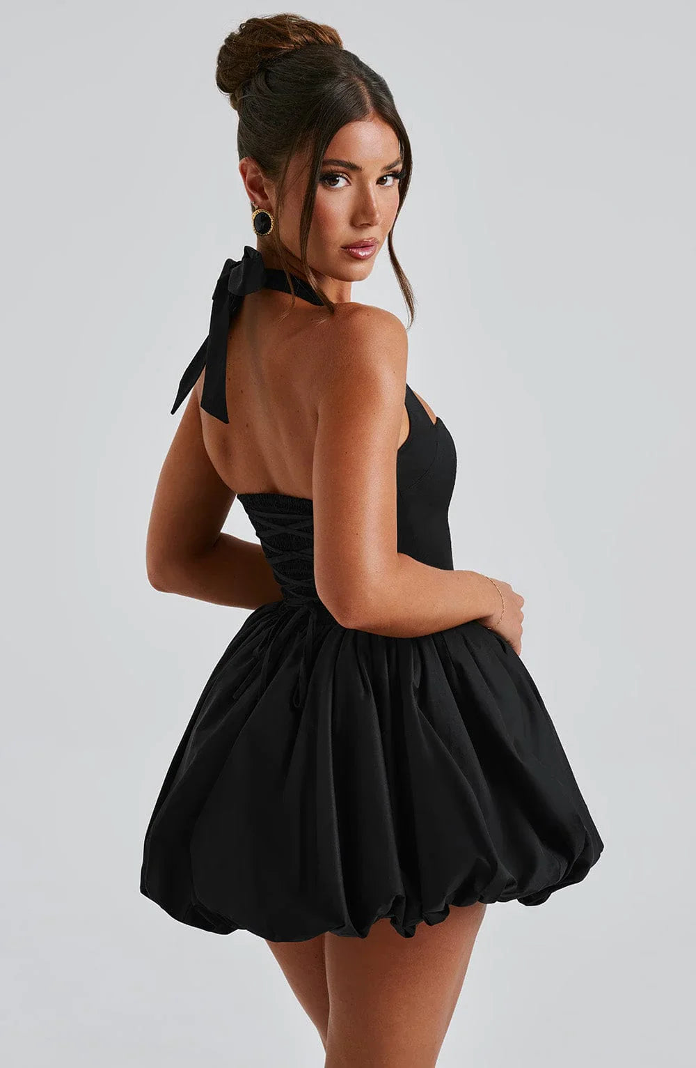 Georgia - Bubble Hem Halter Mini Dress