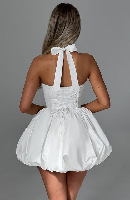 Georgia - Bubble Hem Halter Mini Dress