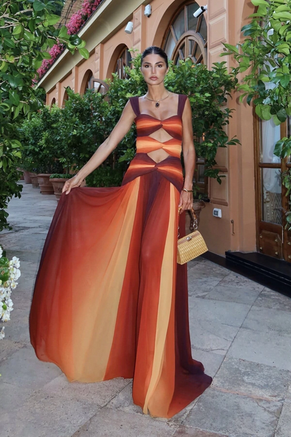 Sunset Hue Cutout Maxi Dress
