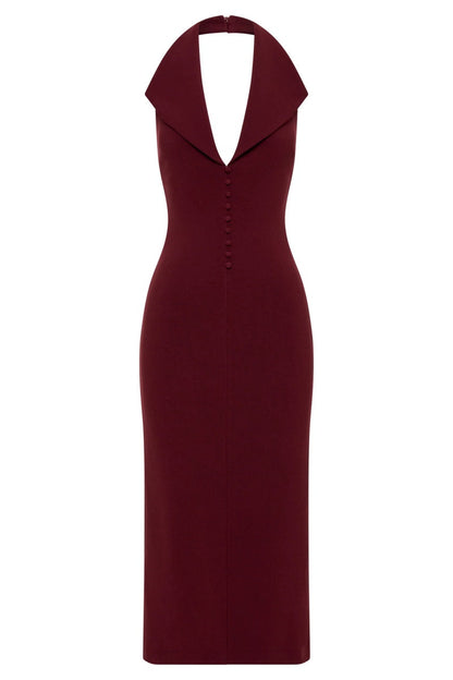 Crepe Halter Midi Dress