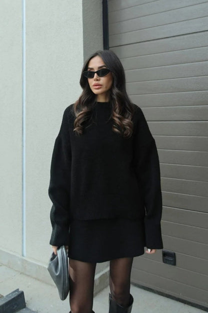 College Style Knitted Short Skirt Sets