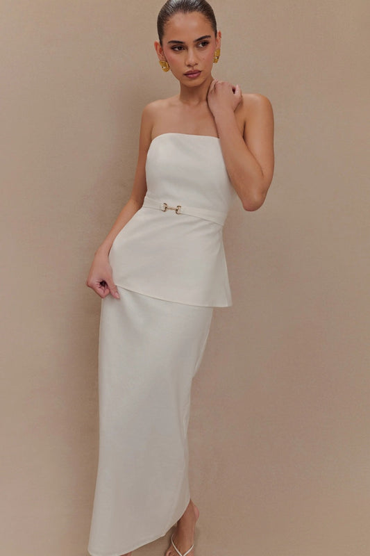 Elegant White Off-Shoulder Set