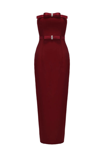 Off-The-Shoulder Bow Strapless Midi Dress