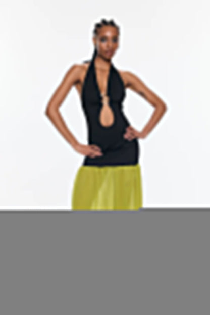 Cutout Halter Neck Backless Split Maxi Dress