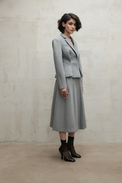 Waist-Hugging A-line Long Skirt Set
