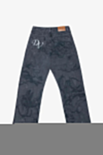 Cupid Print Washed Blue Jeans