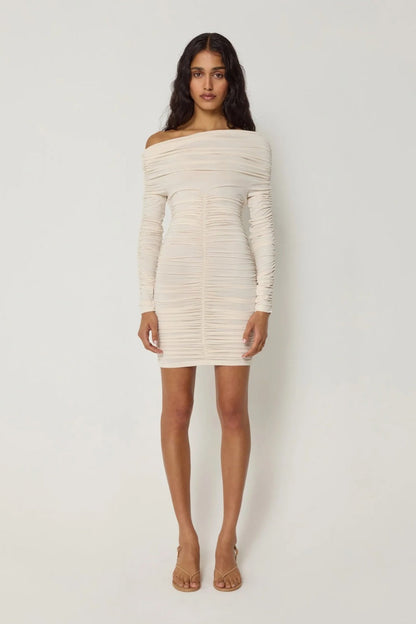Long Sleeve Ruched Mini Dress