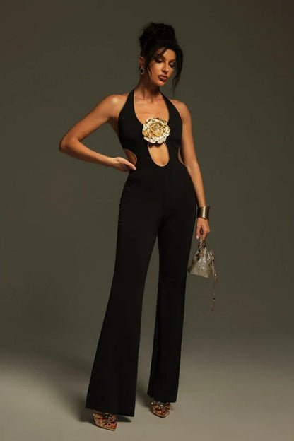 Hollow Black Jumpsuit
