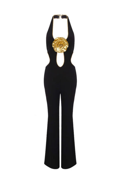 Hollow Black Jumpsuit
