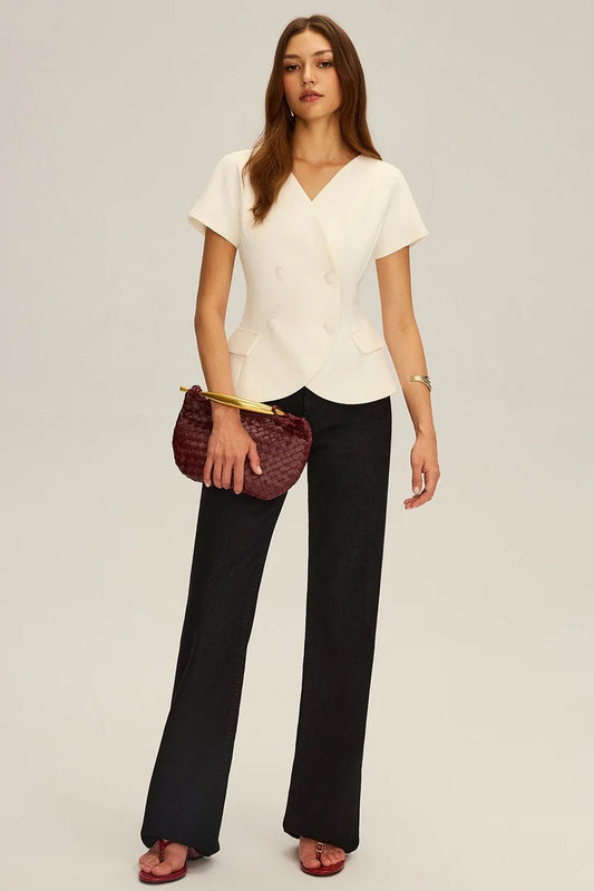 Double-Breasted Short-Sleeve Blazer
