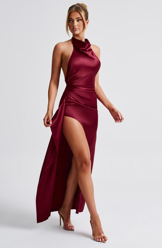 Isabella - Satin Draped Maxi Dress