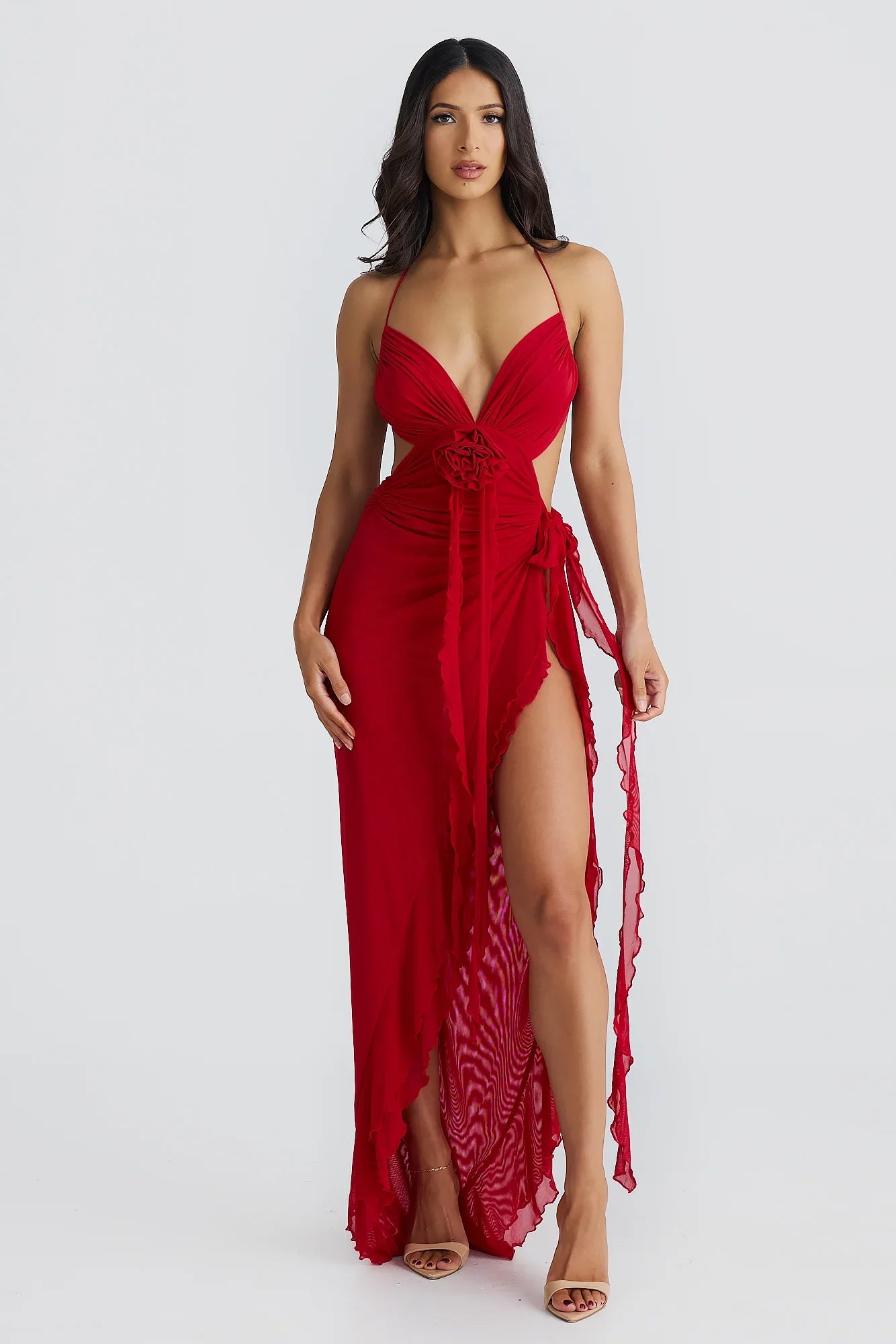 Vera - Sheer Rosette Maxi Dress