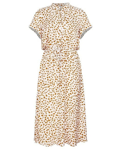 DressBetty - Ladies Bohemian Leopard Print Shirt Dress Women Casual Midi Holiday Summer Dress Female A-line Loose Women Beach Dress