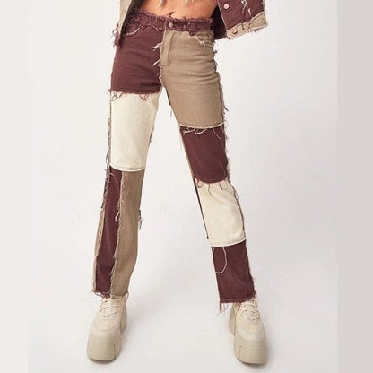 DressBetty - Women Striped Patchwork Jeans
