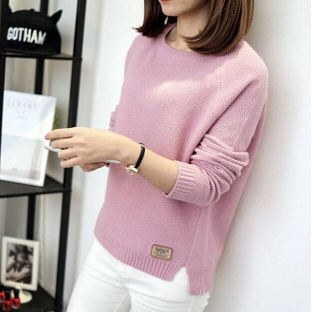DressBetty - Women Long Sleeve Top Knitted Shirt Blouse Sweatshirt Loose Solid Jumper