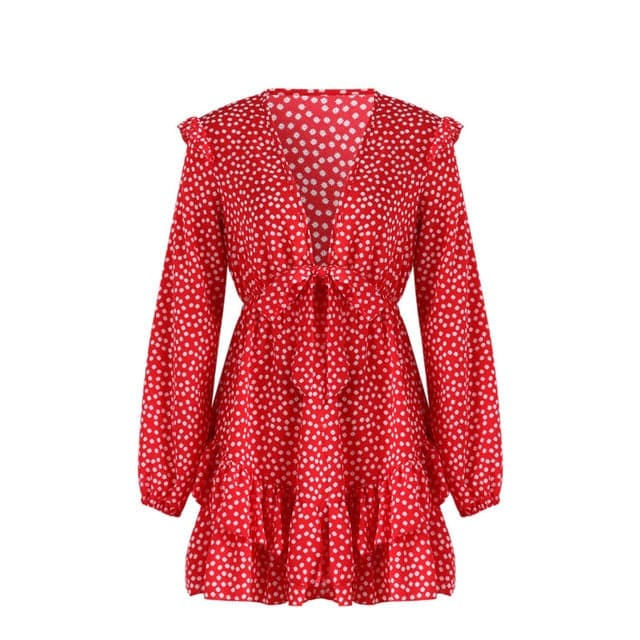 DressBetty - Women Dress Boho Floral Ruffle Short Mini Dress