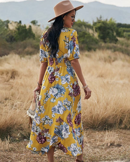 DressBetty - Beach Boho Print Sexy Maxi Split Dress