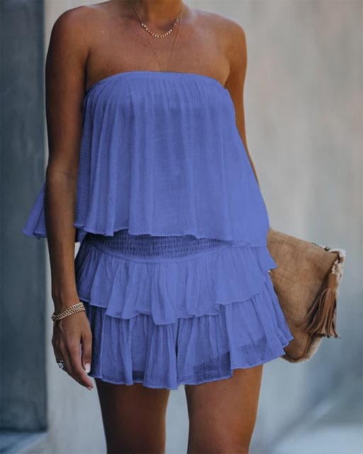 DressBetty - Fashion Women Summer Elegant Off Shoulder Layered Ruffle Romper