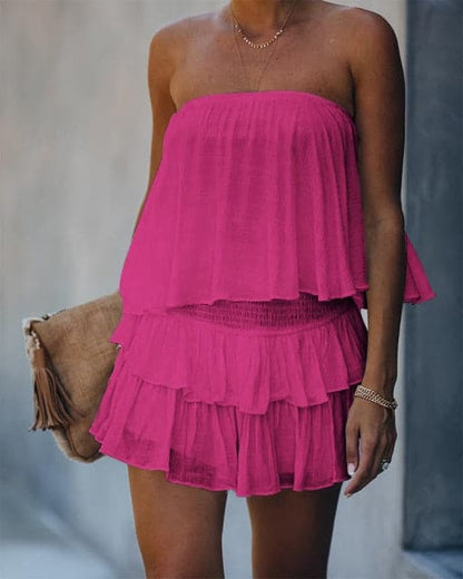 DressBetty - Fashion Women Summer Elegant Off Shoulder Layered Ruffle Romper