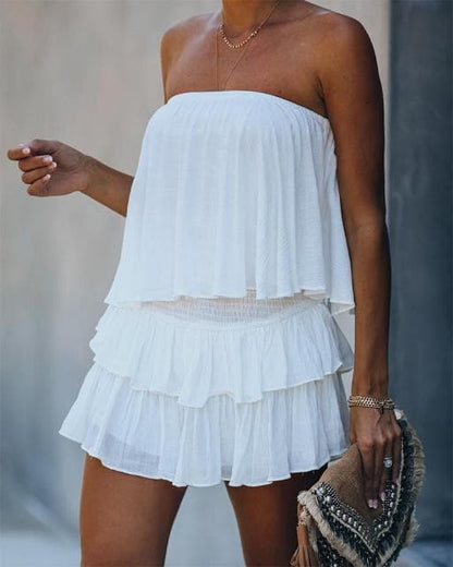 DressBetty - Fashion Women Summer Elegant Off Shoulder Layered Ruffle Romper