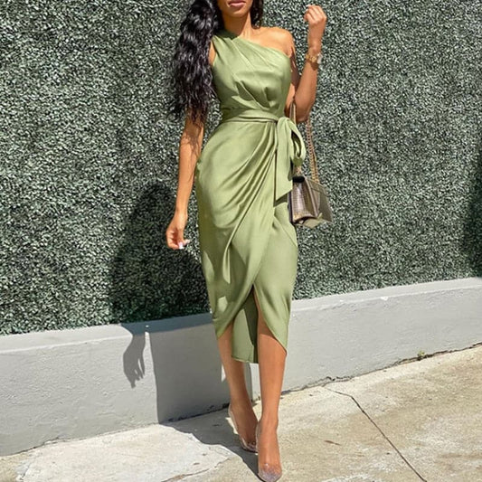 DressBetty - Women's Sexy Off Shoulder Slanted Shoulder Dress