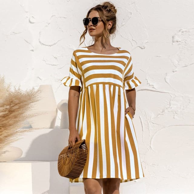 DressBetty - Women Summer Dress Cute Loose Print Sleeves Dresses