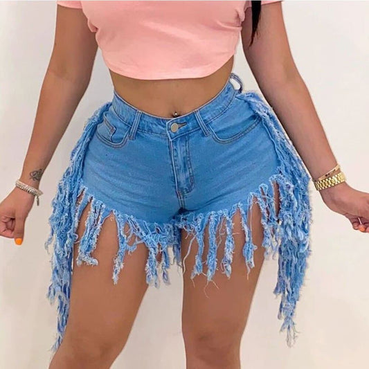 DressBetty - Sexy High Waist Fashion Tassel Denim Shorts