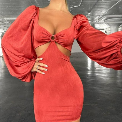 DressBetty - Flare Sleeve Bodycon  V Neck Bandage Dress