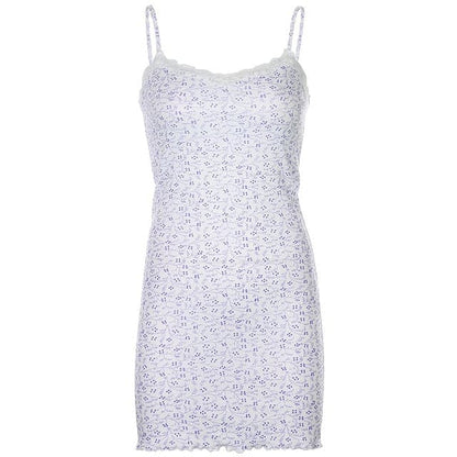 DressBetty - Summer Floral Print Flare Long Sleeve Mini Dress