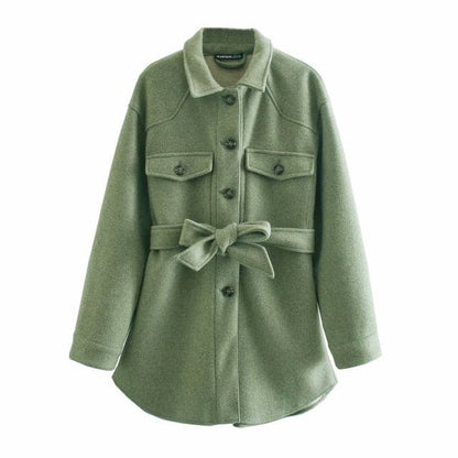 DressBetty - Long Sleeves Belted Warm Thicken Casual Coats