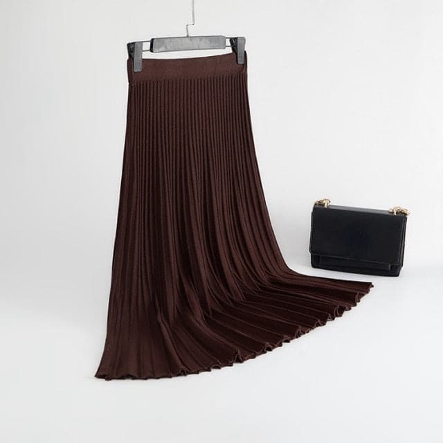 DressBetty - Elegant Solid  Rib Knitted Large Swing Maxi Long Skirts