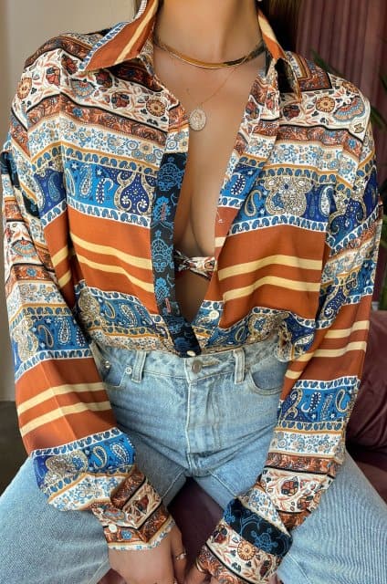 DressBetty - Fashion Down Lapel  AbstractZebra Print  Loose Tops