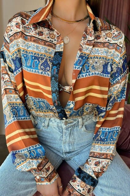 DressBetty - Fashion Down Lapel  AbstractZebra Print  Loose Tops