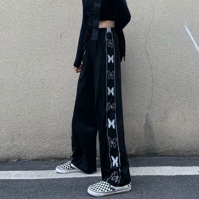 DressBetty - Tie-dyed High-waist Casual Pants for Female Students Loose Fried Street  Slim Straight Wide-leg  Tide Sports