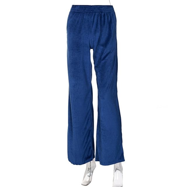 DressBetty - Solid Velvet Wide Leg Pants Women High Waist Green Harem Trousers Female Fashion Casual Autumn Ladies Clothes Loose Sport Wear