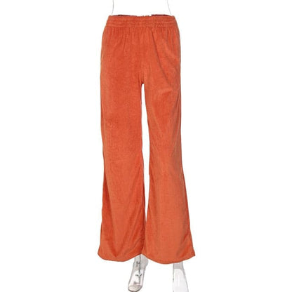 DressBetty - Solid Velvet Wide Leg Pants Women High Waist Green Harem Trousers Female Fashion Casual Autumn Ladies Clothes Loose Sport Wear