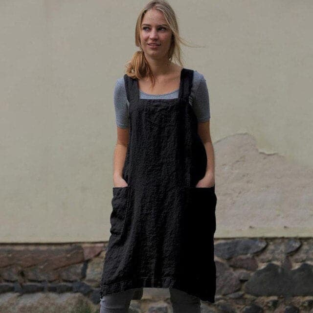 DressBetty - Female Square Cross Apron Dresses Women Cotton Linen Pinafore Dresses