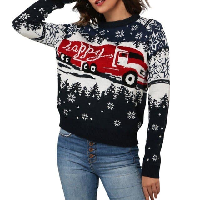 DressBetty - Women Christmas Sweater Harajuku Knitted Streetwear Cute Little Penguin Cartoon Pullover O-Neck Oversize Casual Ladies Sweaters
