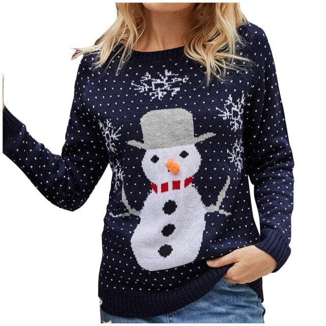 DressBetty - Women Christmas Sweater Harajuku Knitted Streetwear Cute Little Penguin Cartoon Pullover O-Neck Oversize Casual Ladies Sweaters