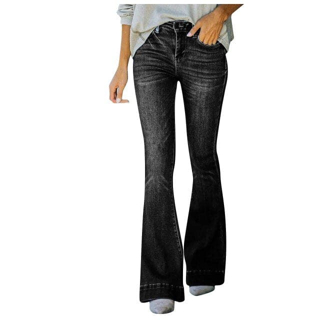 DressBetty - Fashion Retro High Waist Elastic Loose Flare Jeans