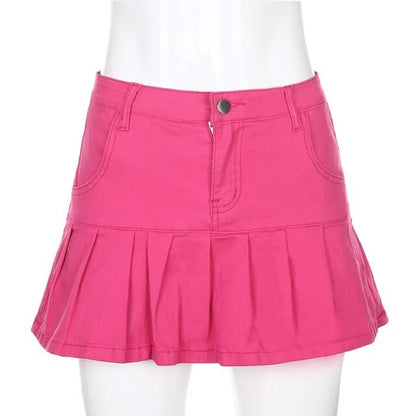 DressBetty - Harajuku High Waist Women Jeans Skirts Pleated Y2K Skinny Blue Denim Mini Skirt Summer Pop Ruffles Streetwear Bottom Korean