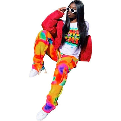 DressBetty - Fashion Tie Dye Print Big Pocket Cargo Pants