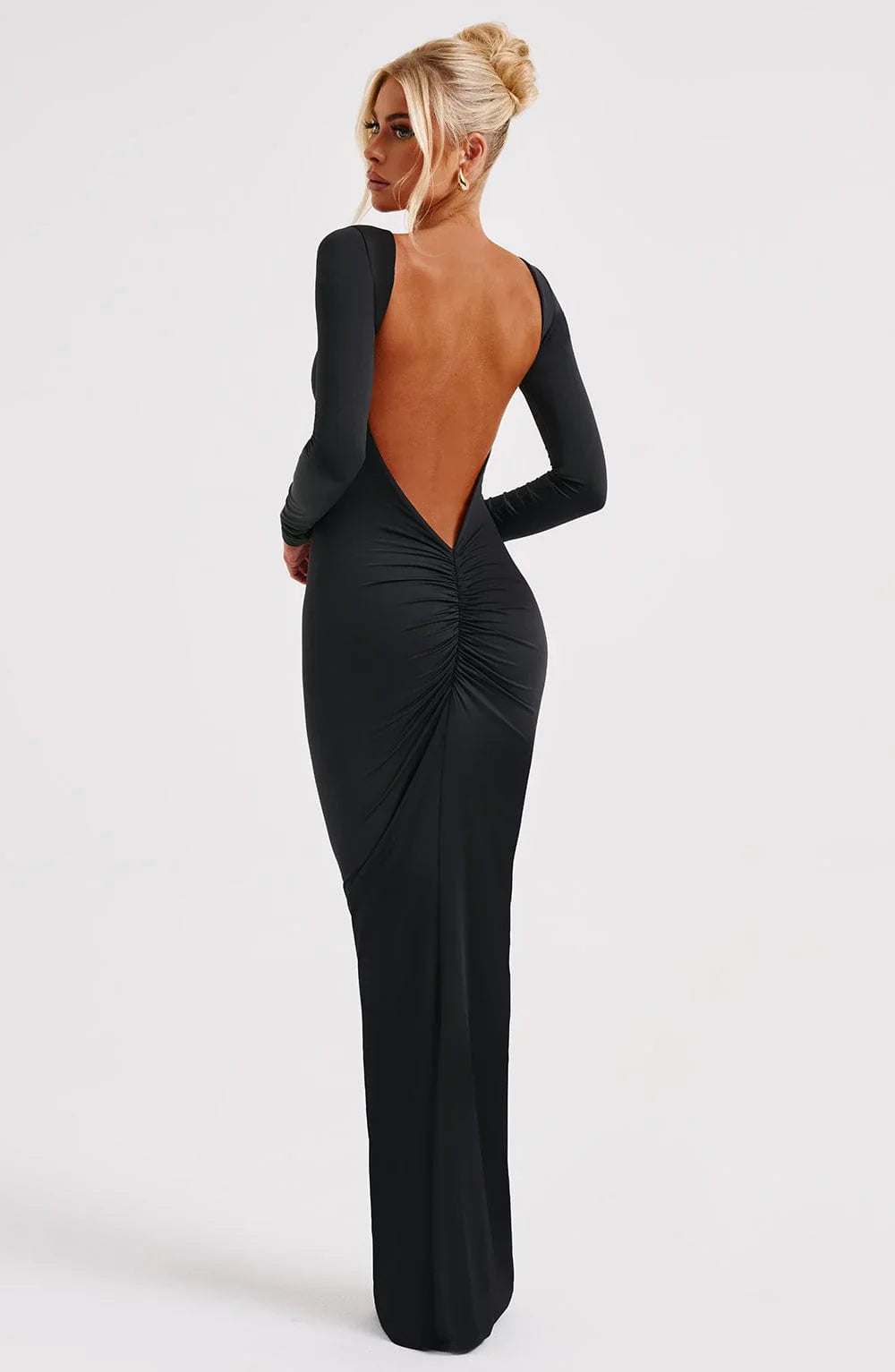 Siena - Ruched Backless Maxi Dress