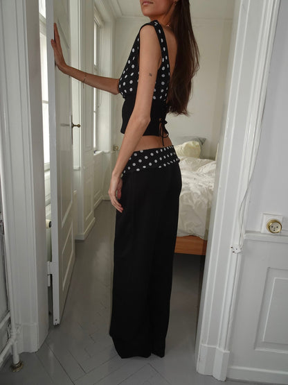 CALLY | Black Suit Polkadot Pants