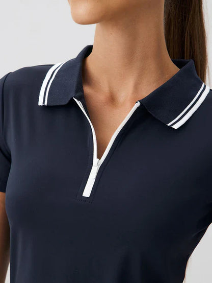 Navy Collar Short Sleeve Top