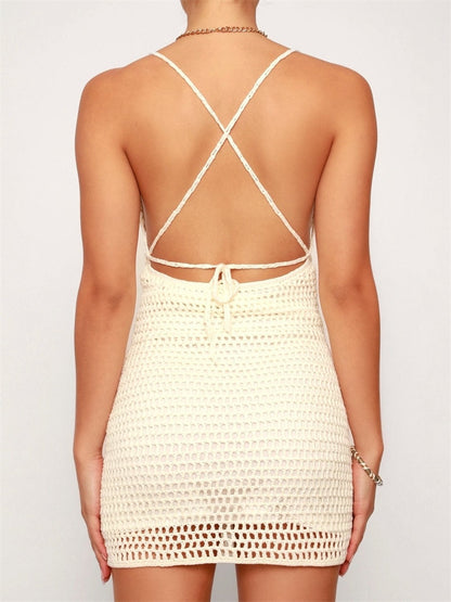 DressBetty - Summer Women Spaghetti Straps Hollow Out Short Dresses Party Beach Vestidos