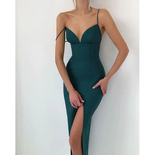 DressBetty - 2024 Elegant High Slit Bodycon Spaghetti Straps Corset Midi Dress